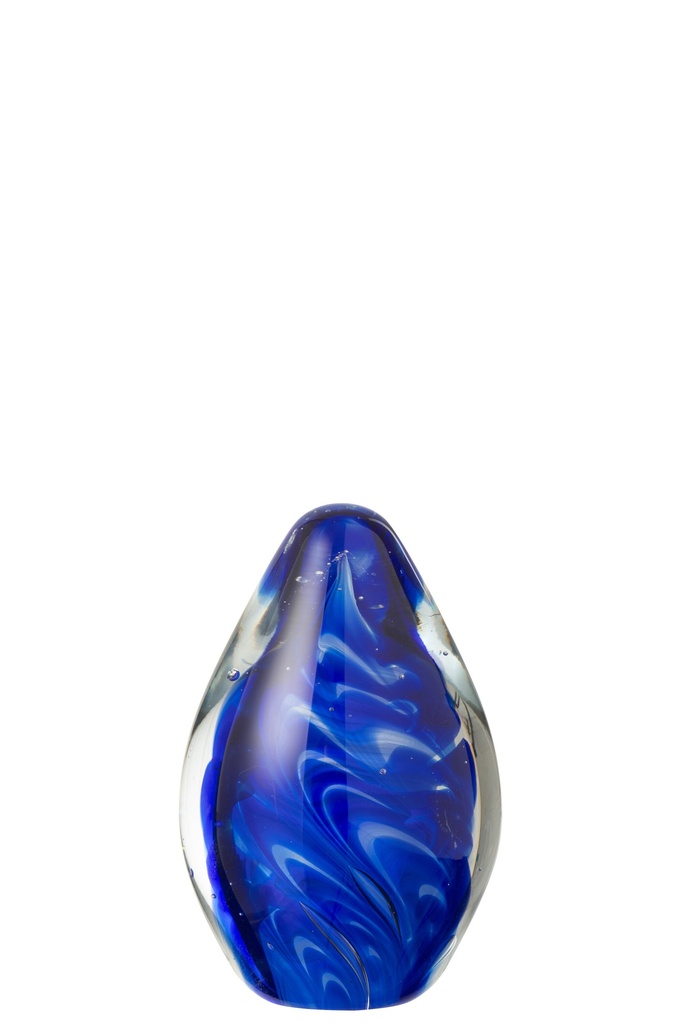 Paperweight Polypus Oval Glass Transparent/Blue