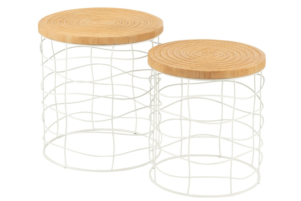 Ensemble de 2 tables d'appoint sculptées
