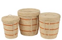 Set Of 3 Basket Stripes+Lid Corn