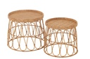 Ensemble de 2 tables rondes en rotin/contreplaqué