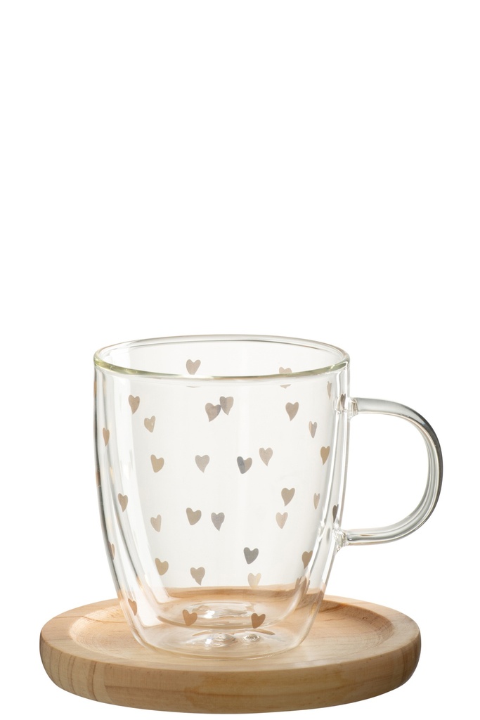 Mug Heart Glass Transparent/Gold