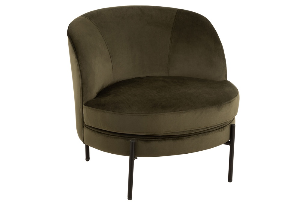 [15409] Lounge Chair Round Textile/Metal Green