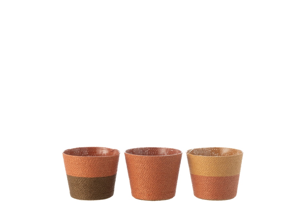 Pot de fleurs Cordes Papier/PET Terre cuite/Ocre/Marron Petit