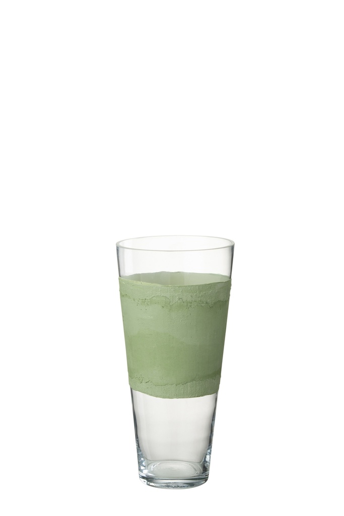Vase Delph Glass Transparent/Green Small