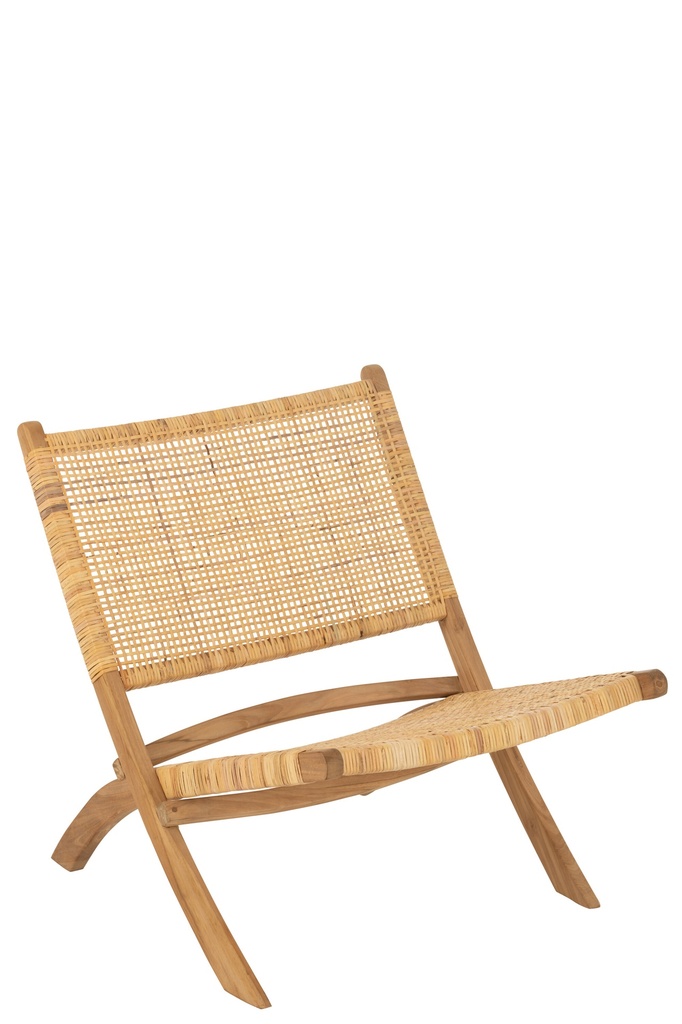 Chaise pliante en rotin/teck naturel