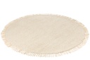 Tapis rond + franges coton/polyester crème