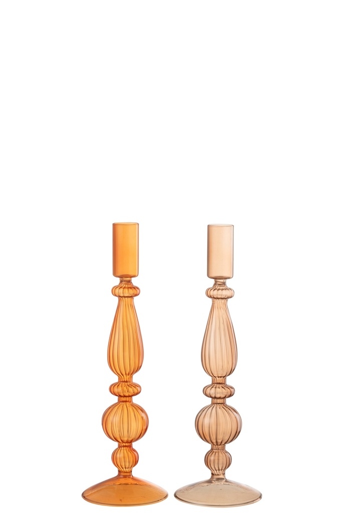Bougeoir Bollen en verre orange mix