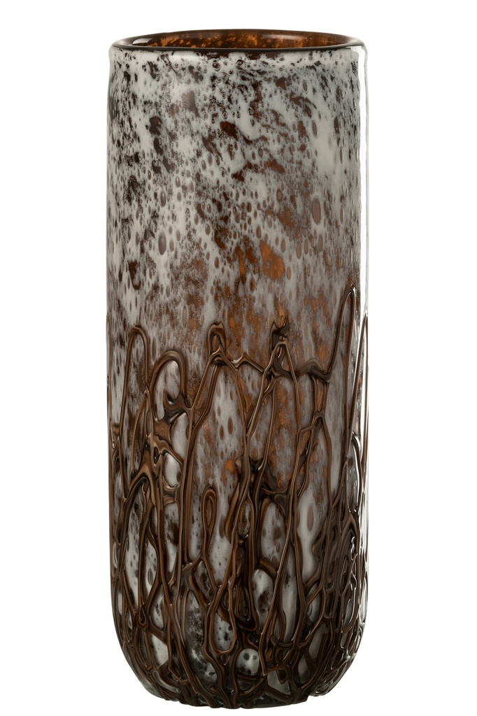 Vase/Bougeoir Petra Verre Marron/Blanc Grand