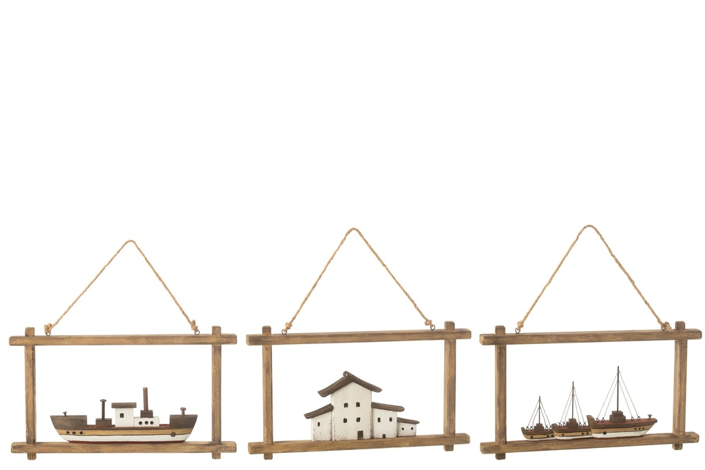 Wall Deco Boat+ Houses Paulownia