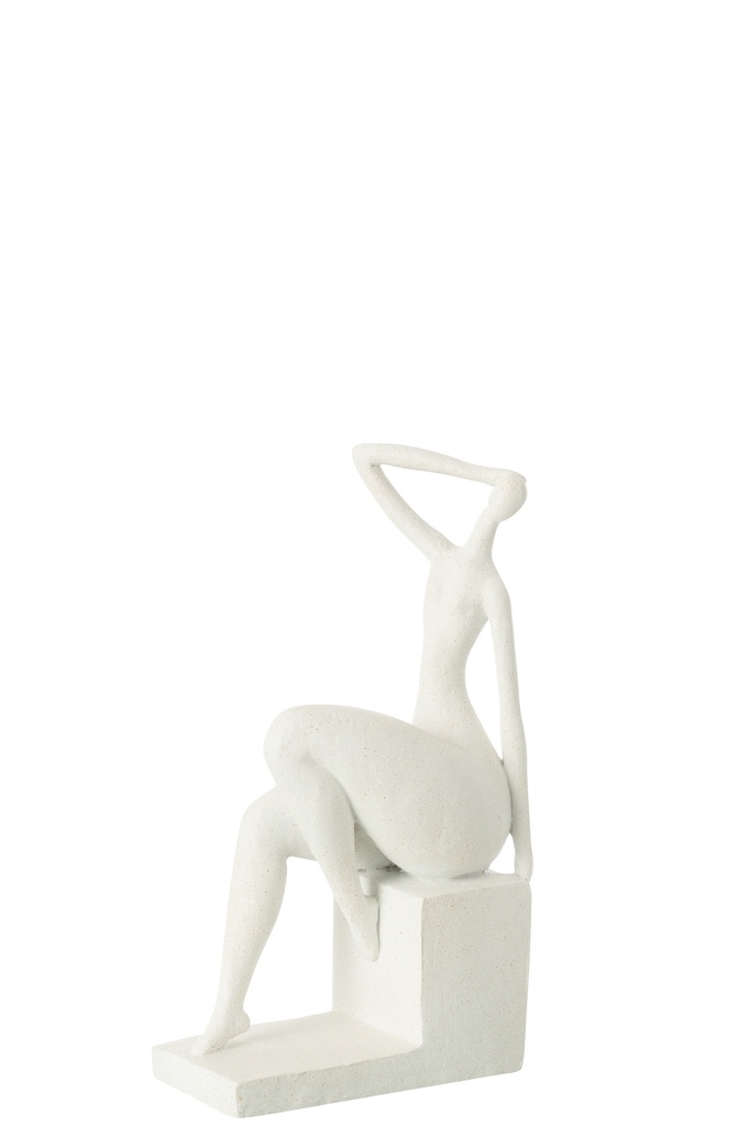 Lady Sitting On Square Resin