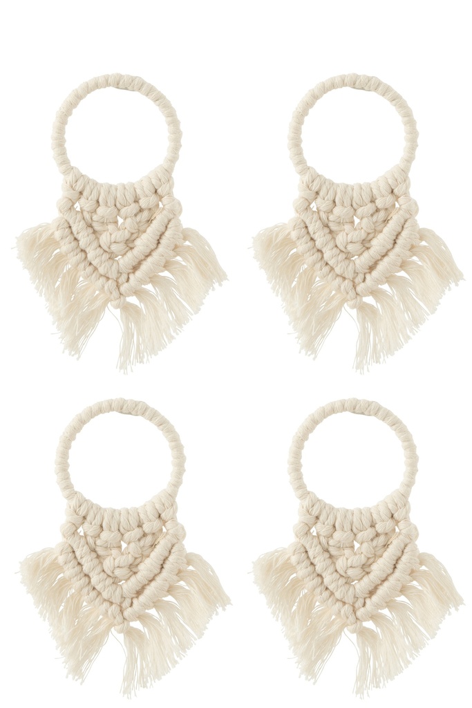 Lot de 4 ronds de serviette en macramé