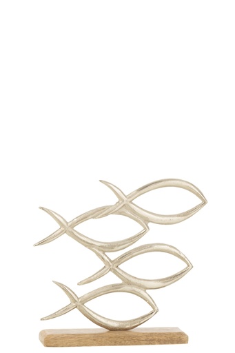 Fishes On Base Aluminium Silver