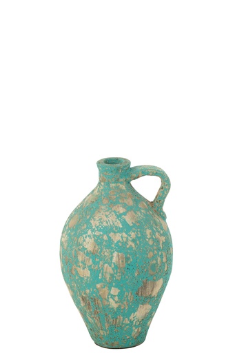 [54574] Vase Carafe Antique Argile/Ciment Azur