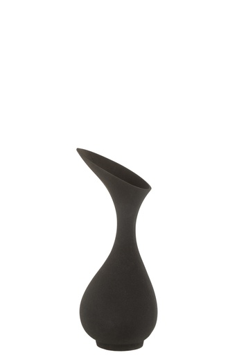 [18532] Vase Olivia Rough Aluminium Black