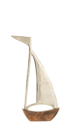 [40187] Bateau Aluminium/Mangue Argent/Naturel Petit