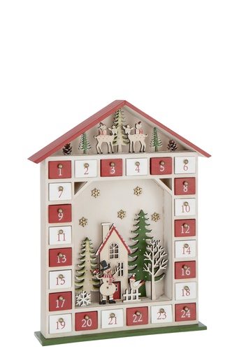 [56890] Calendrier de l'Avent maison en contreplaqué à LED