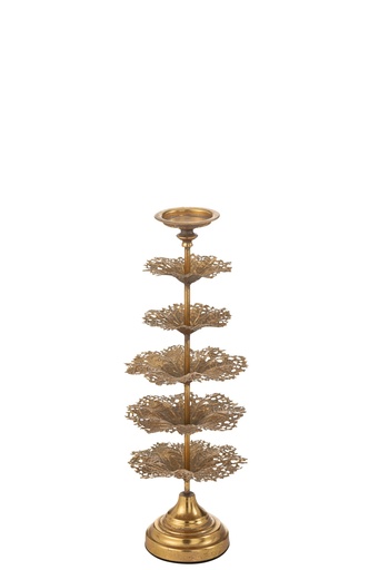 [46415] Candle Holder Tree Metal Gold