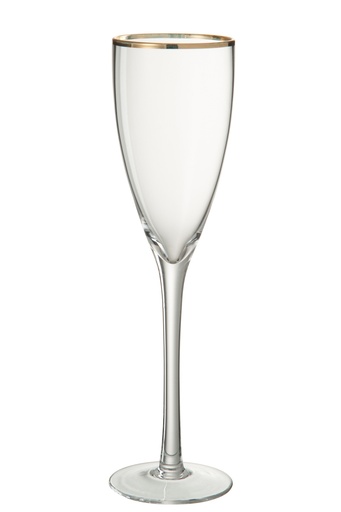 [75220] Champagne Glass Golden Border Glass