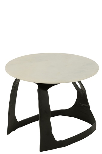 [55949] Table d'appoint Aluminium/Pierre Noir/Blanc Petite