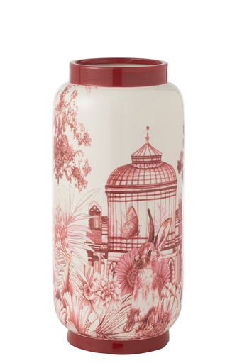 [48443] Vase Moriko Porcelain Red/White