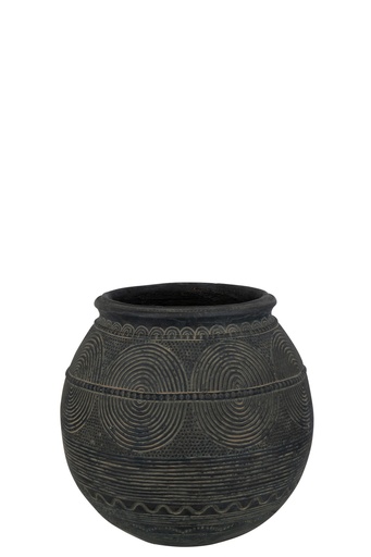[43253] Vase Jug Circle Cement Black/Brown