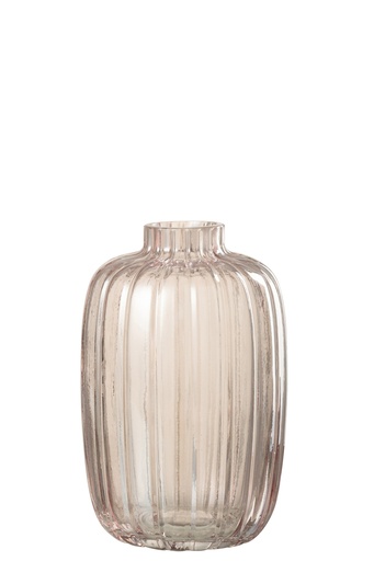 [30366] Vase Lignes Verre Rose Petit