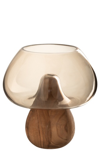[58033] Vase Mushroom Low Glass Gray