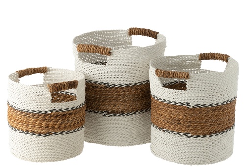 [30979] Lot de 3 paniers Laura Raffia