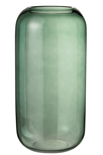 [3706] Vase Cylinder Glass Green Large