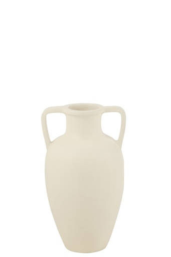 [39502] Vase 2 Arms Terracotta White