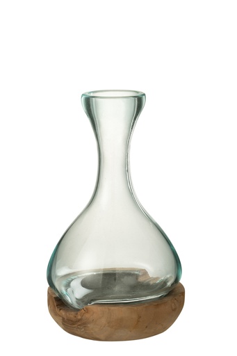 [42303] Vase Bottle Gamal Wood/Glass Natural/Transparent