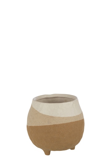 [43212] Flower Pot +Foot Ceramic Beige/Light