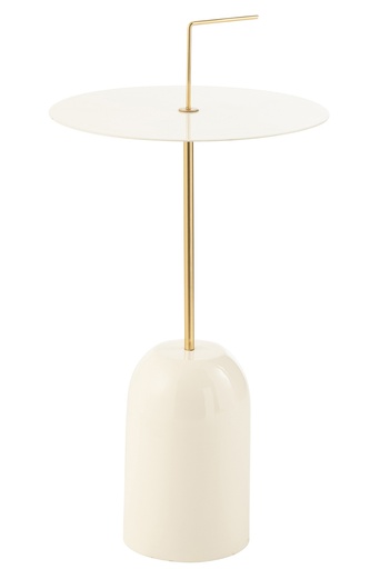 [46086] Side Table Disk Metal White/Gold