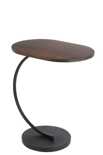 [46480] Table d'appoint Swoosh en fer/bois de manguier