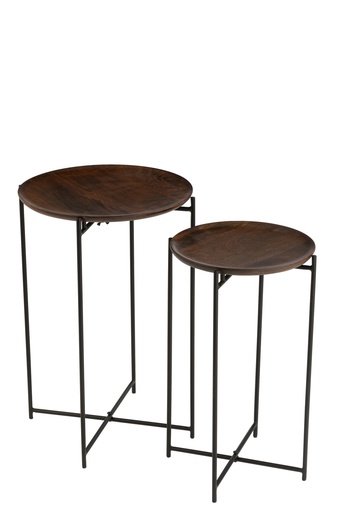 [46485] Set Of 2 Side Tables Round