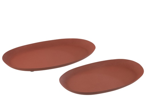 [47293] Set Of 2 Plates Oval Iron