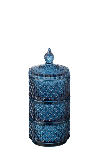 [48508] Bocal 3 Niveaux Verre Bleu