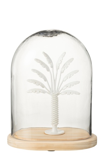 [51503] Bell Jar Palm Tree Glass/Metal