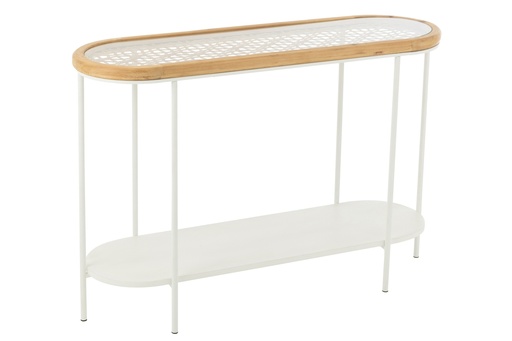 [52621] Console Mati Bois de sapin/Fer Naturel/Blanc