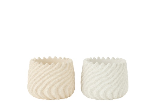 [53031] Pot de fleurs Maris Cement Blanc/Crème Moyen