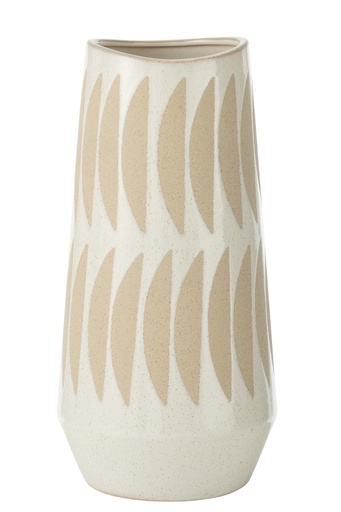 [53152] Vase Kai Stoneware Beige/White Large