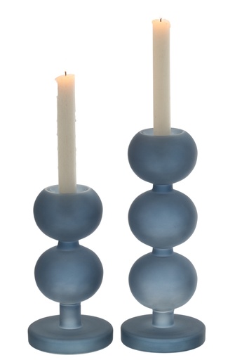 Set Of 2 Candleholders Malik Glass