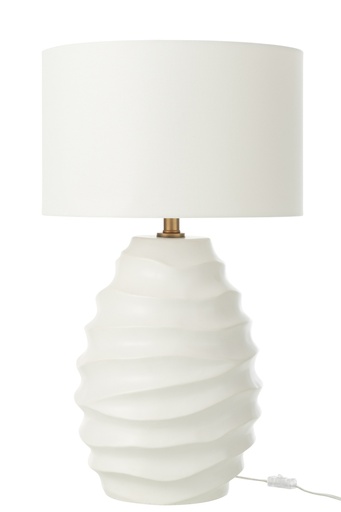 [53863] Table Lamp Waving Ceramic White